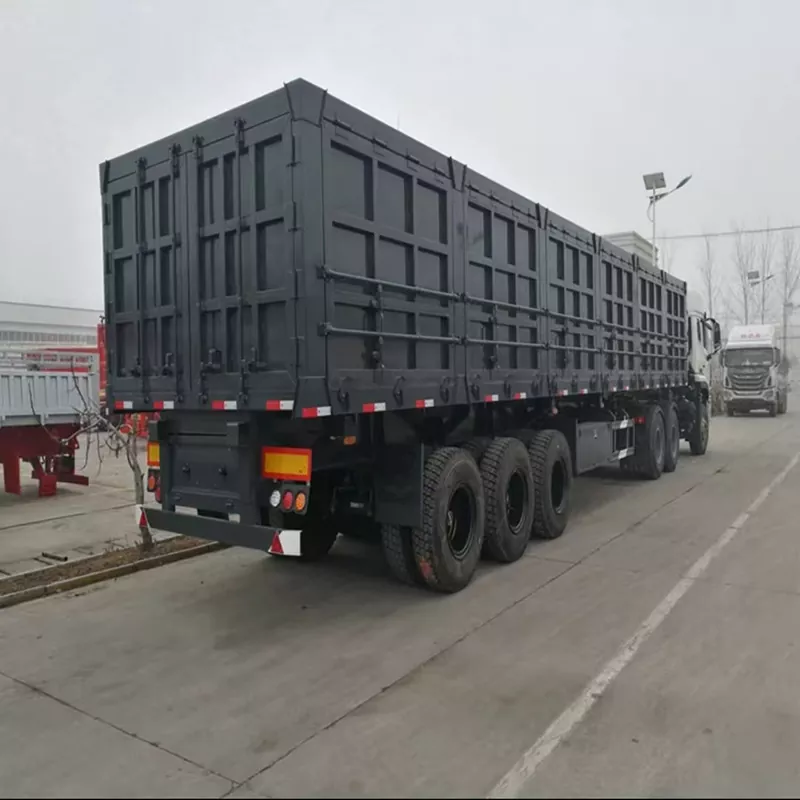 Semi-Trailer Pembuangan Tip Samping Bertulang Tugas Berat