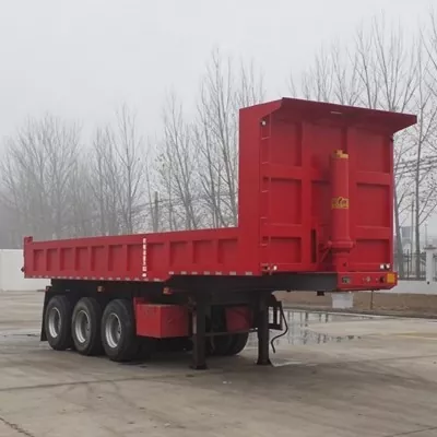 Semi-Trailer Pembuangan Pengangkatan Depan Dek Langkah