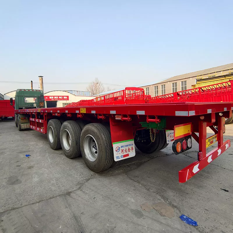 Semi-Trailer Pengangkut Flatbed Tiga Gandar